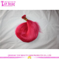 Vente en gros bon marché de qualité couleur fuchsia europe prolongements de cheveux humains bout plat